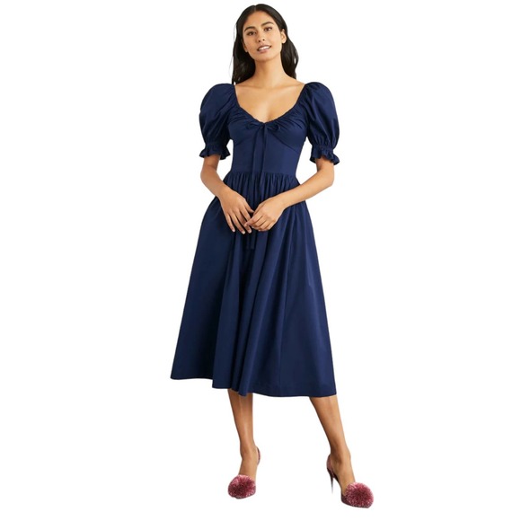 Hill House Dresses Hill House Ophelia Puff Sleeve Midi Dress In Navy Medium Poshmark